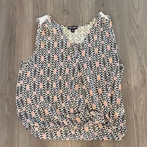 About A Girl Black & Peach Printed Sleeveless Knit Tank